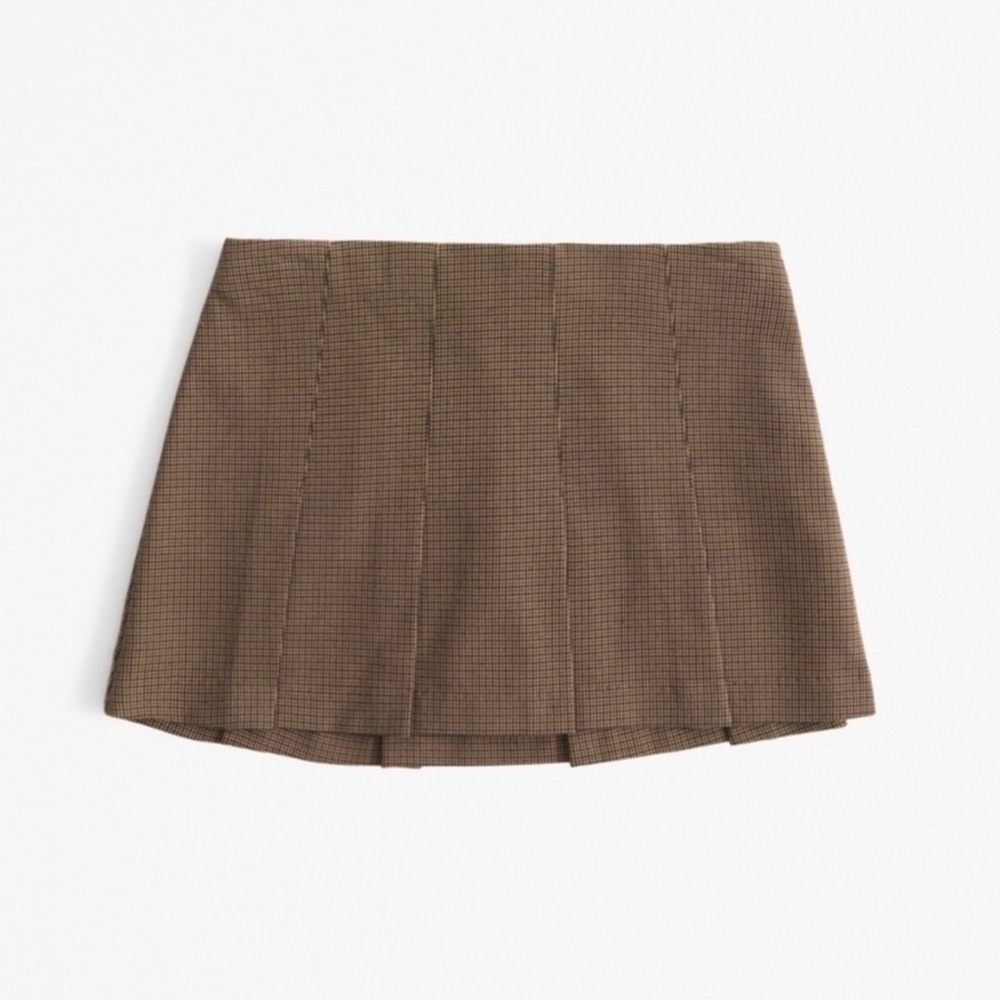 NWT Abercrombie & Fitch Brown Plaid Pleated Mini Skirt